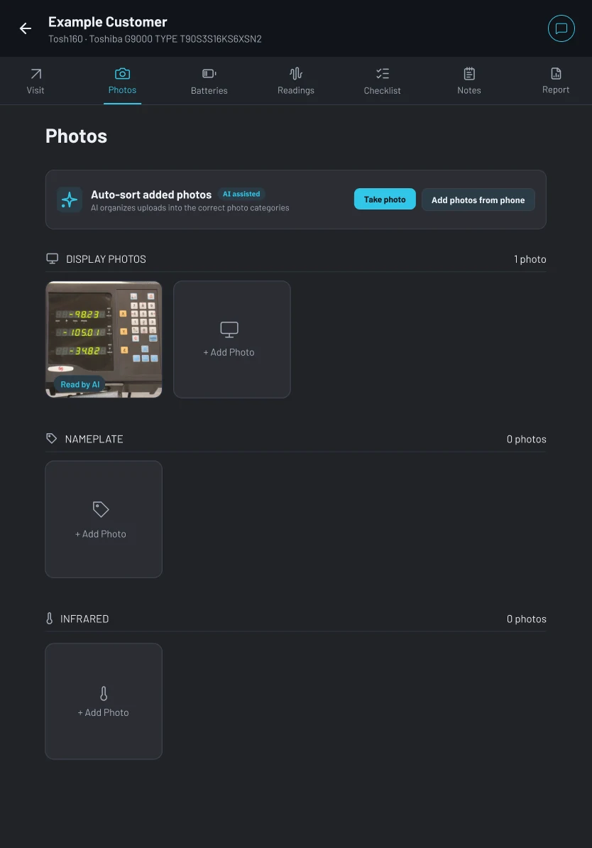 OHMEE sorted job photos screen